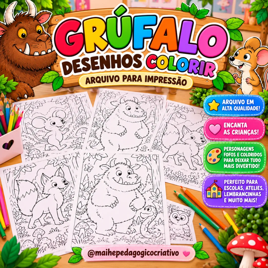 Grúfalo - Desenhos para Colorir - Educação Infantil - Arquivo Digital