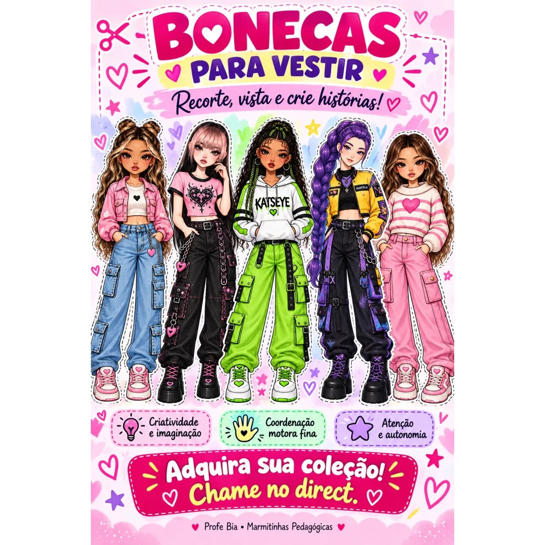 Atividades para Desconectar Educação Infantil e Series Iniciais - Bonecas para Vestir K-POP - PDF
