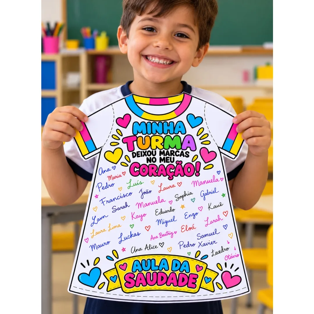 ❤️✨ AULA DA SAUDADE – CAMISETA DA SAUDADE! 👕💕 💰7,00 Que tal transformar a despedida da turma em uma lembrança inesque