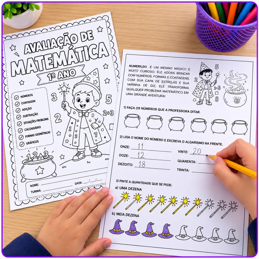 🪄 AVALIAÇÃO DE MATEMÁTICA — 2º TRIMESTRE NUMERILDO — O MESTRE DOS NÚMEROS 1º ANO | ENSINO FUNDAMENTAL