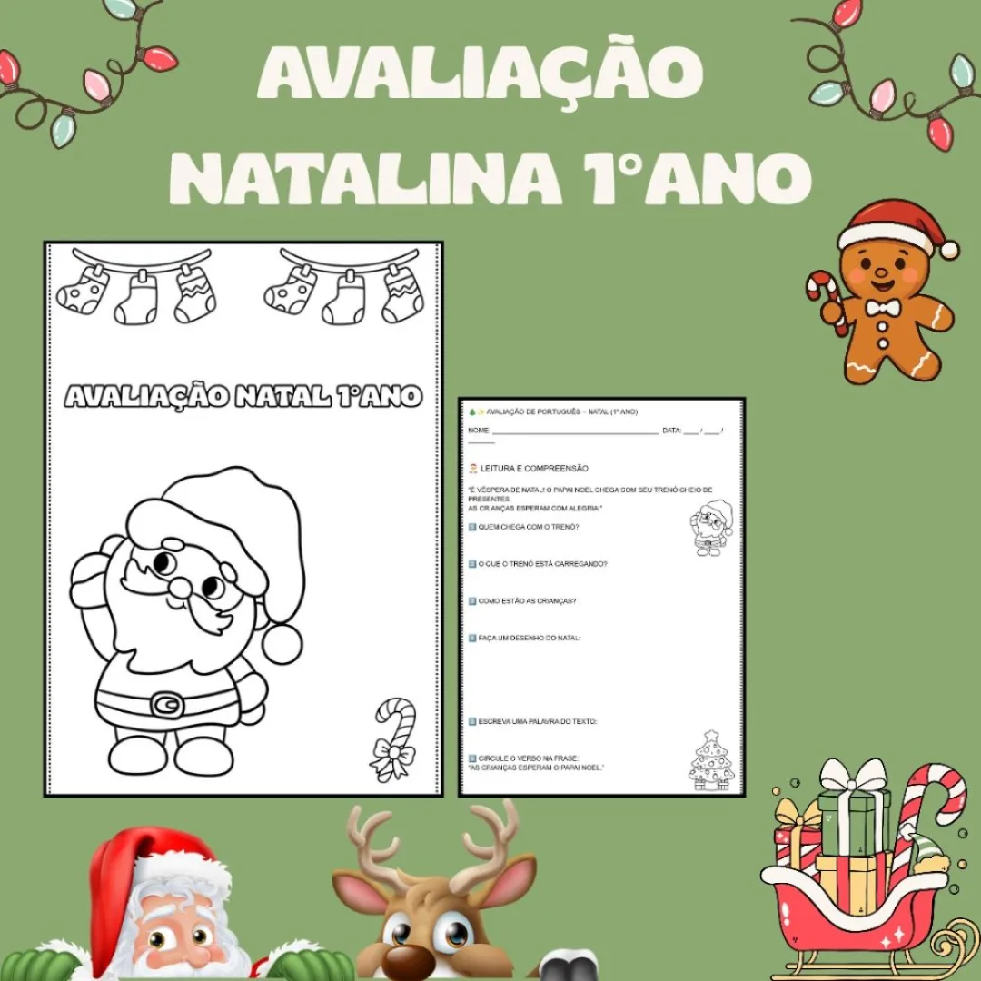 Avaliação Natal 1 Ano — Pronto para Imprimir