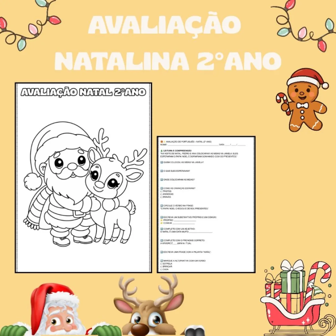 Avaliação Natal 2 Ano — Pronto para Imprimir