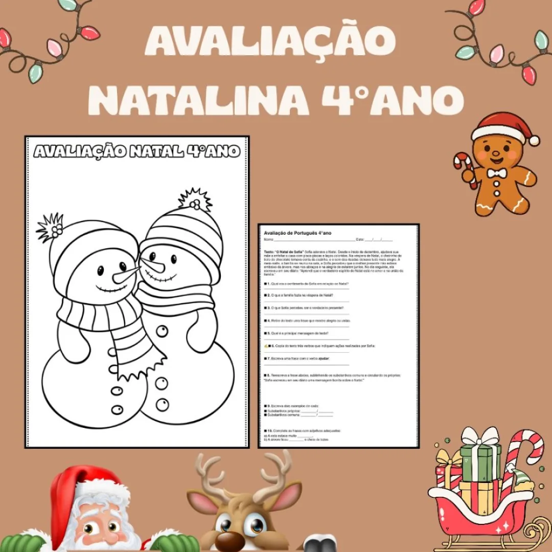 Avaliação Natal 4 Ano — Pronto para Imprimir