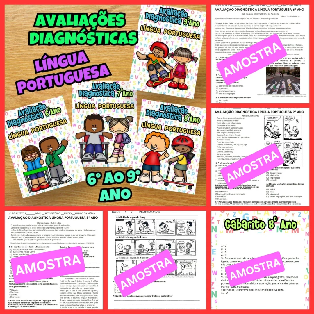 AVALIAÇÕES DIAGNÓSTICAS  LÍNGUA PORTUGUESA ANOS FINAIS