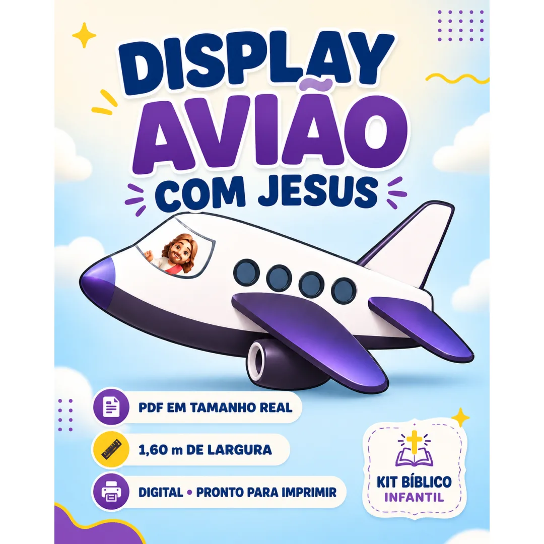 Avião com Jesus | Display de Chão e Painel em PDF | 1,60 m