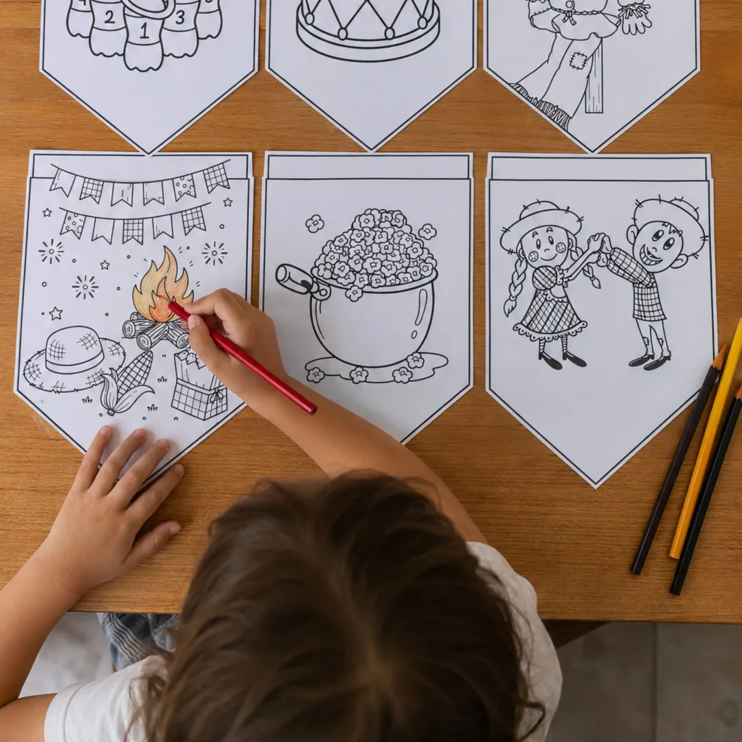 BANDEIRINHAS JUNINAS PARA COLORIR