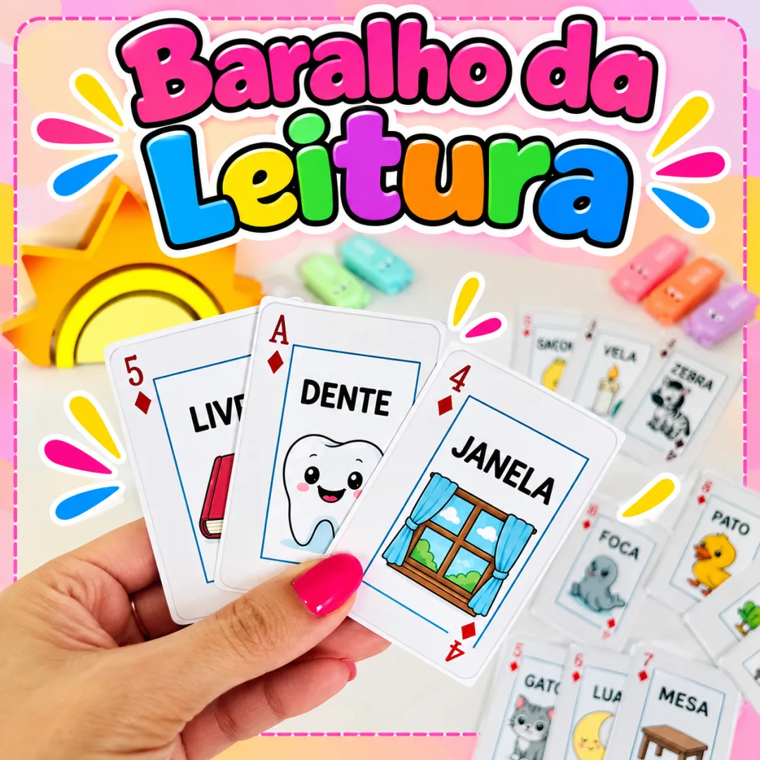 Baralho da Leitura – 50 Cartas Ilustradas para Alfabetização Em PDF!