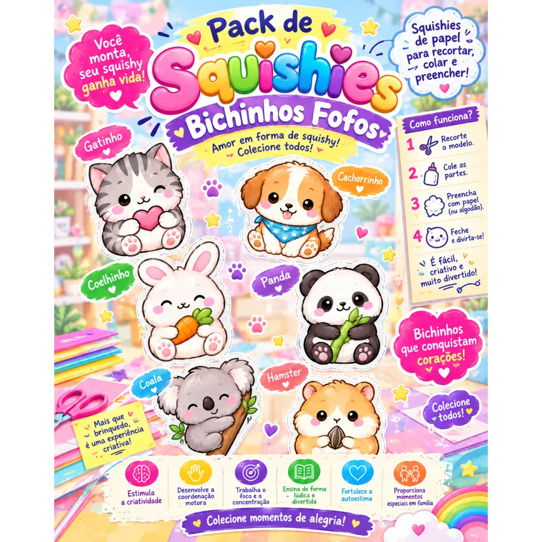 Coleção Bichinhos Fofos: Squishies Mágicos - PDF - Para Crianças a Partir de 5 Anos