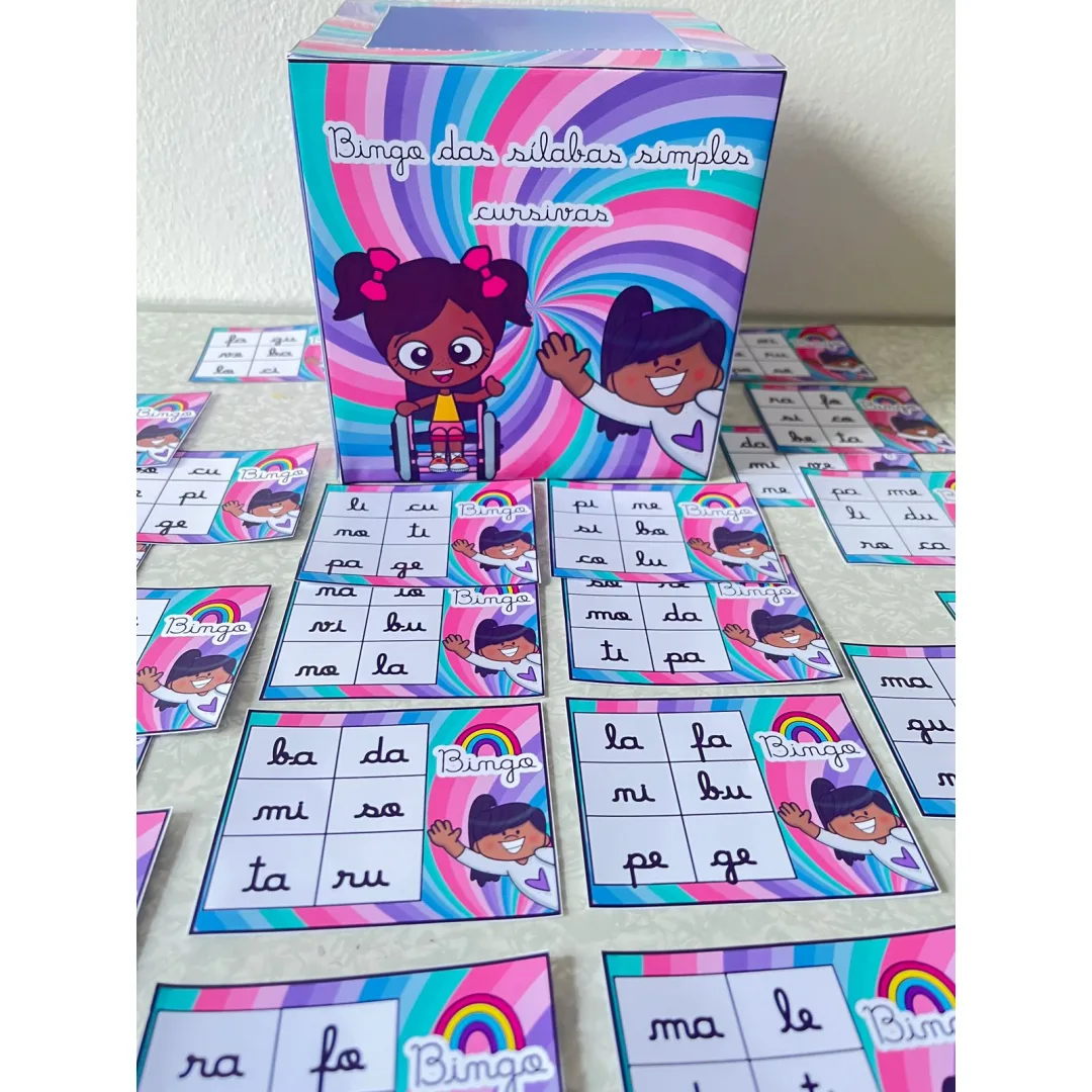 BINGO DAS SÍLABAS SIMPLES CURSIVA