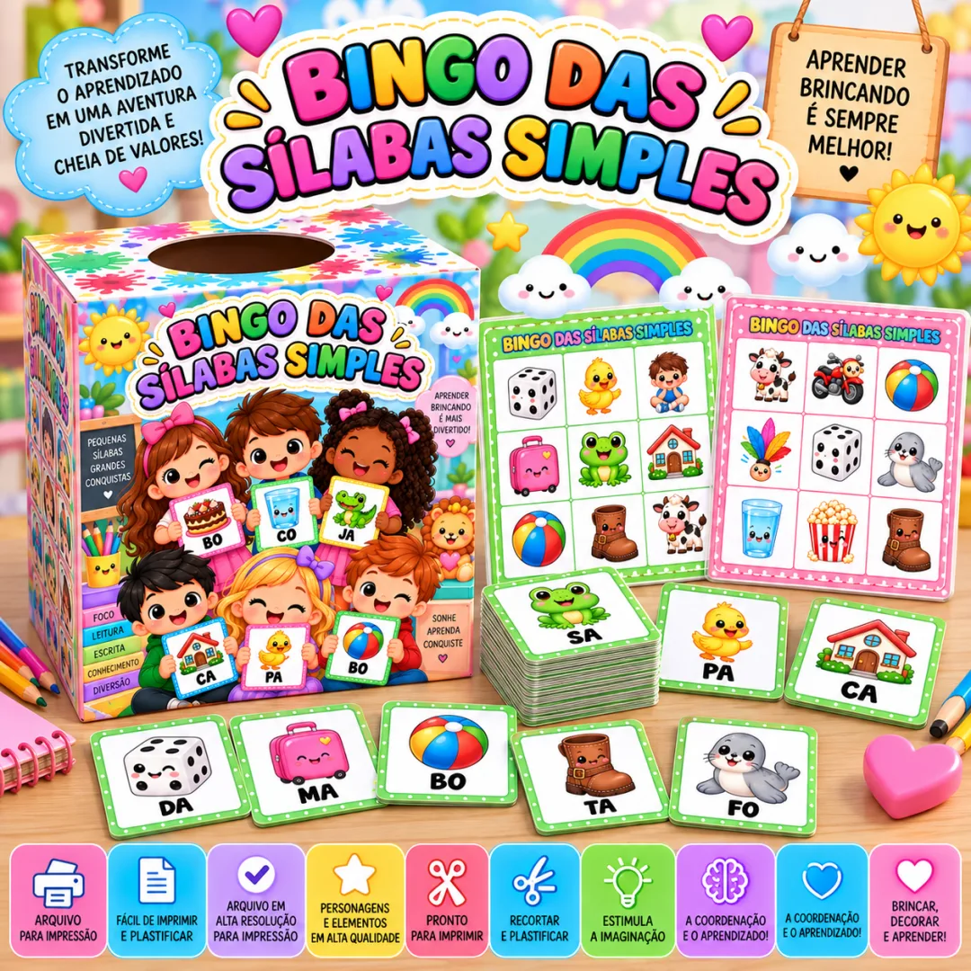Bingo das Sílabas Simples - Educação Infantil - Arquivo digital