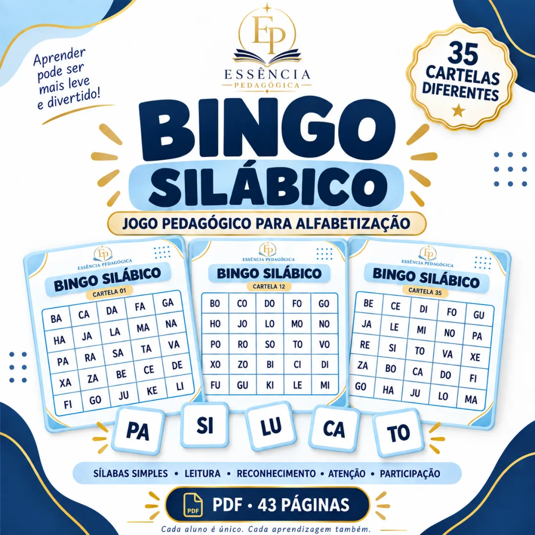 BINGO SILÁBICO — Jogo Pedagógico para Alfabetização em em PDF