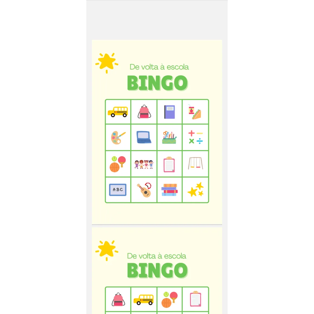 Bingo Volta às Aulas - Educação Infantil - PDF com 27 Páginas