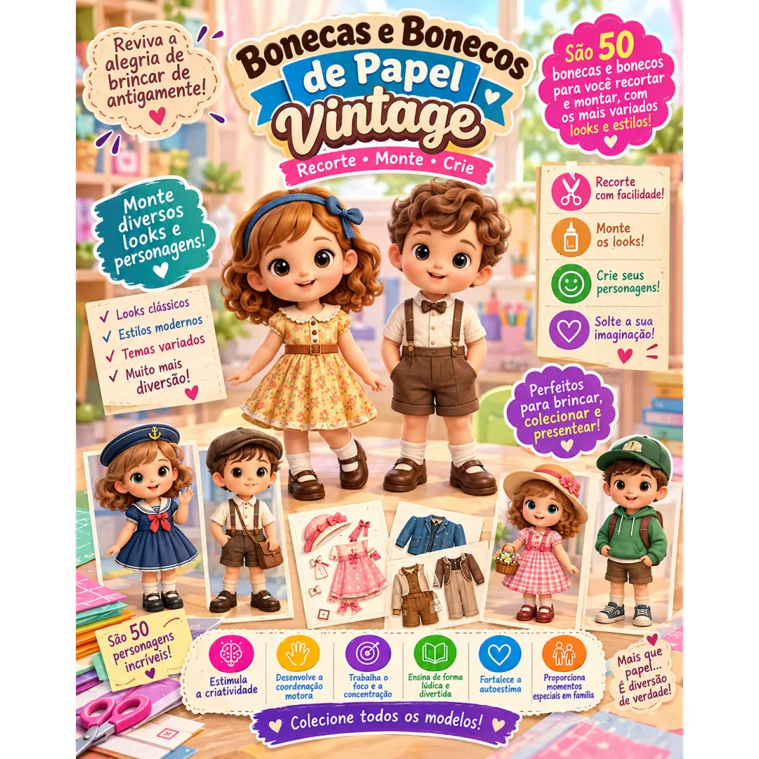 Bonecas de Papel 3D - Kits de Educação Infantil - PDF