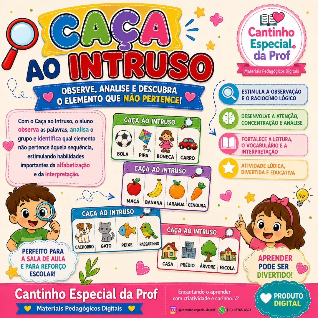🔎✨ CAÇA AO INTRUSO – LÍNGUA PORTUGUESA ✨🔎