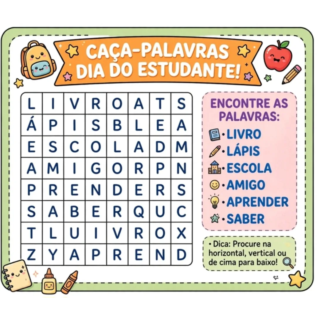 Jogo Caça-Palavras - Educação Infantil - PDF