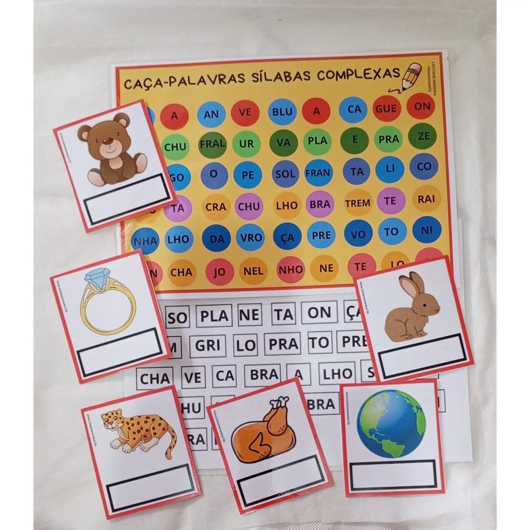 Caça palavras sílabas complexas PDF Ed infantil e fundamental 