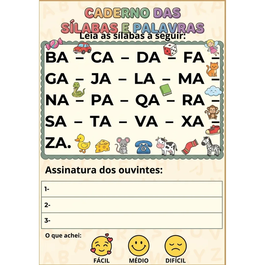 Caderno da Leitura - Palavras e Sílabas