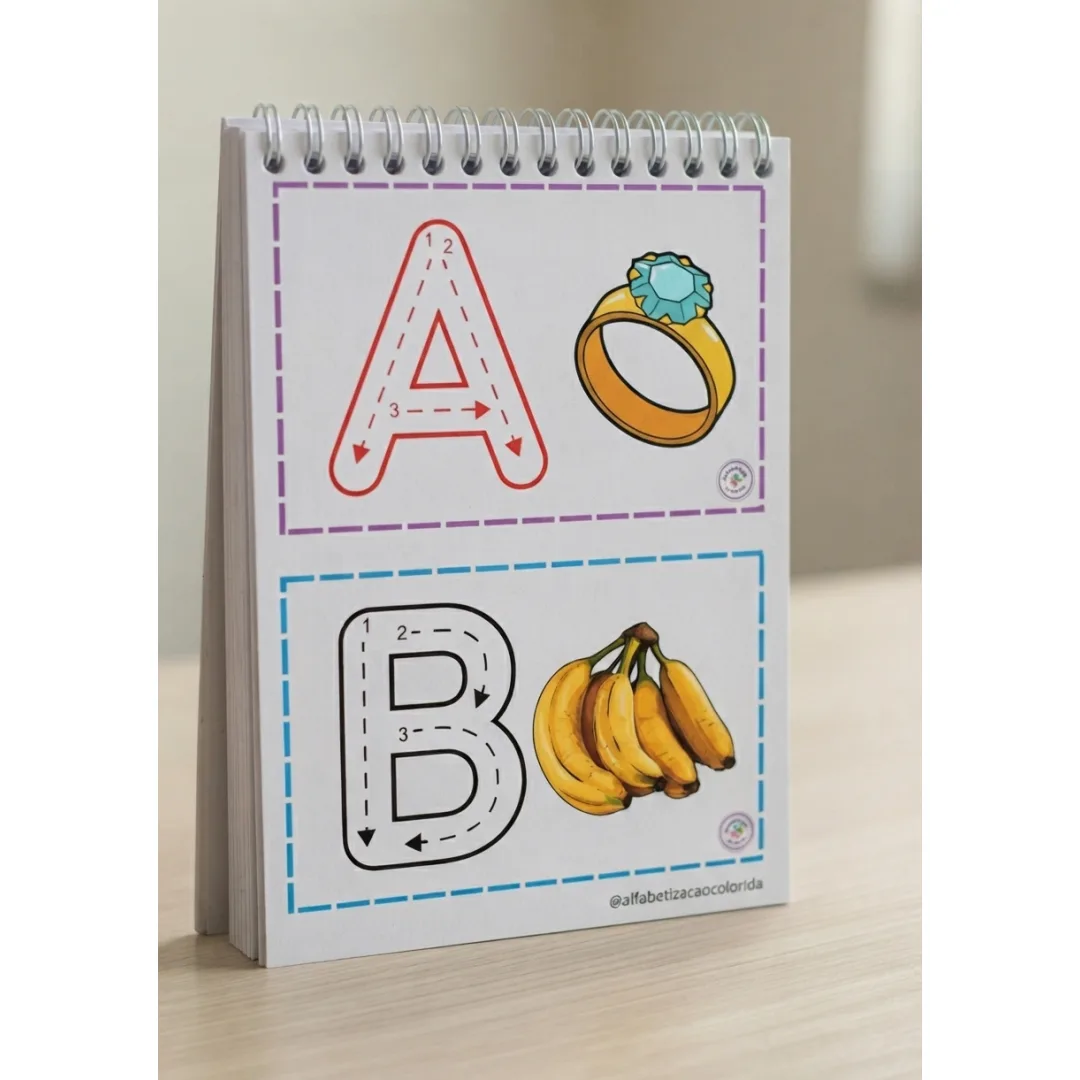Caderno de Alfabetização – Alfabeto Ilustrado com Letras Bastão Maiúsculas | PDF