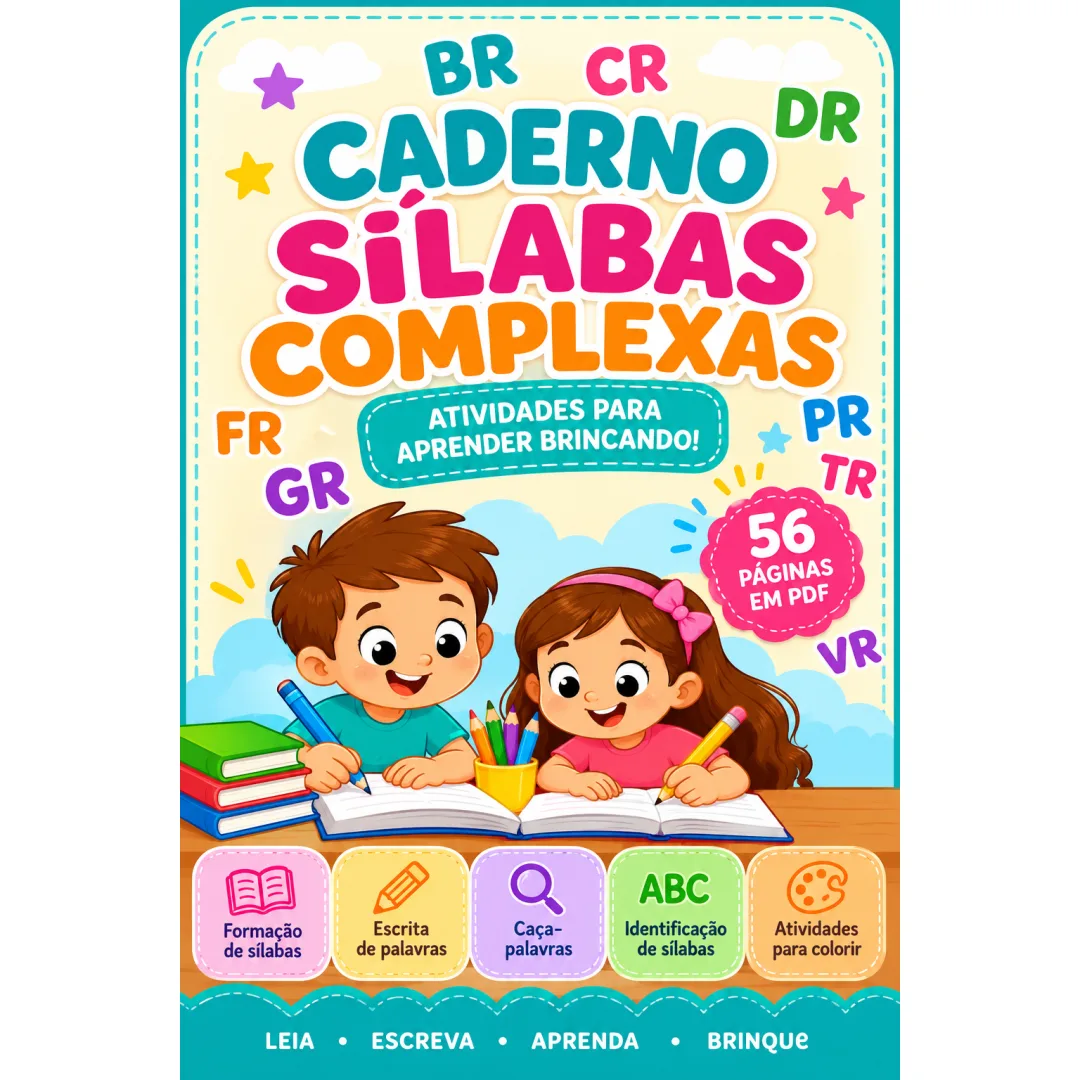 Caderno de Sílabas Complexas – 56 Páginas | Alfabetização em PDF
