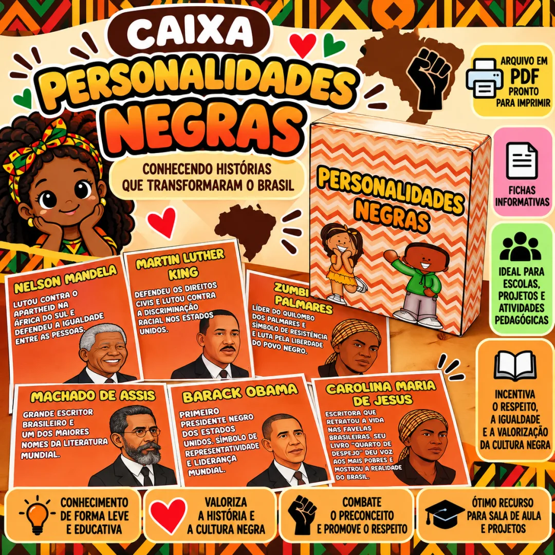 Caixa Personalidades Negras Para 1º Ao 5º Ano – Fichas Educativas em PDF