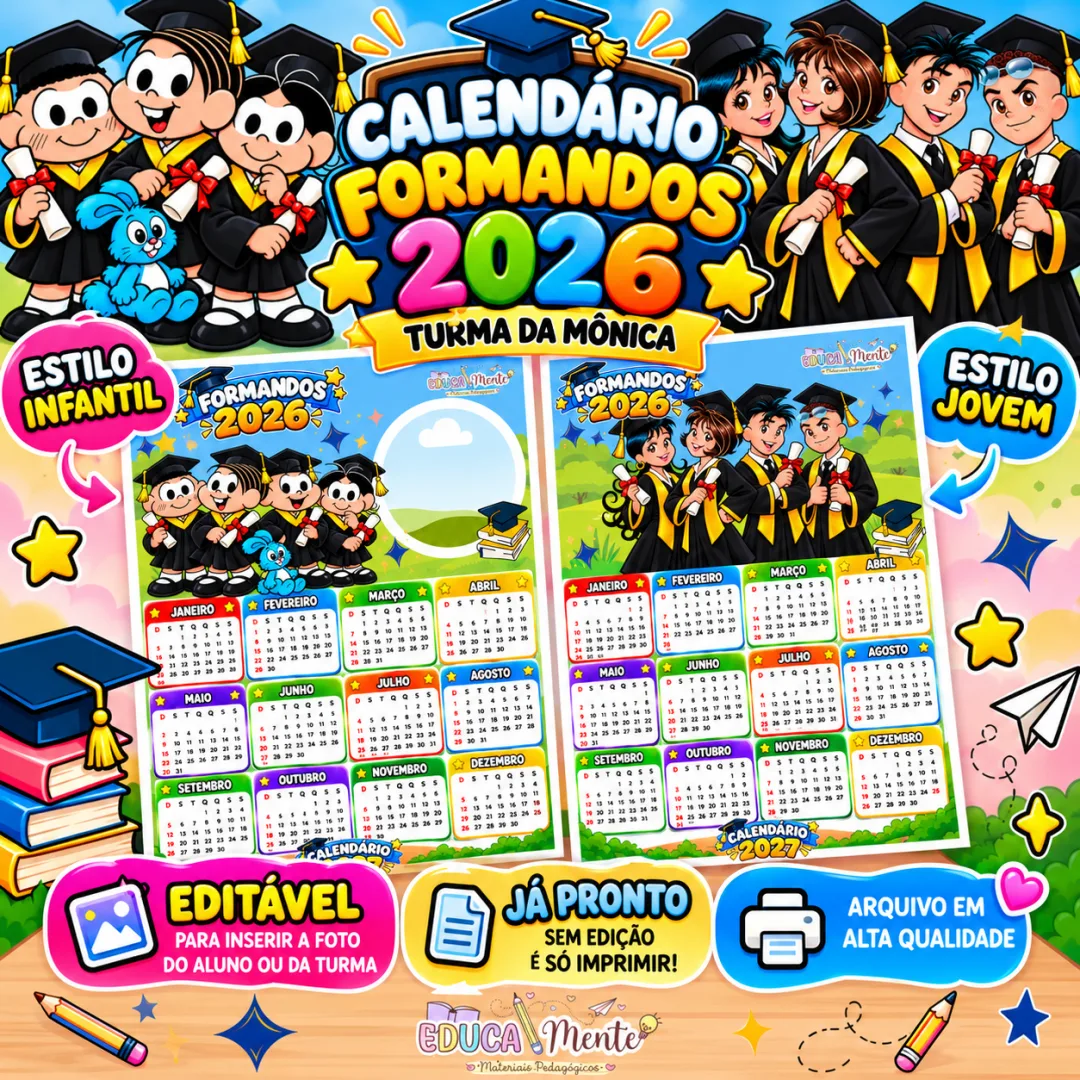 🎓CALENDÁRIO DE FORMATURA 2027 |TURMA DA MÔNICA ! ❤️