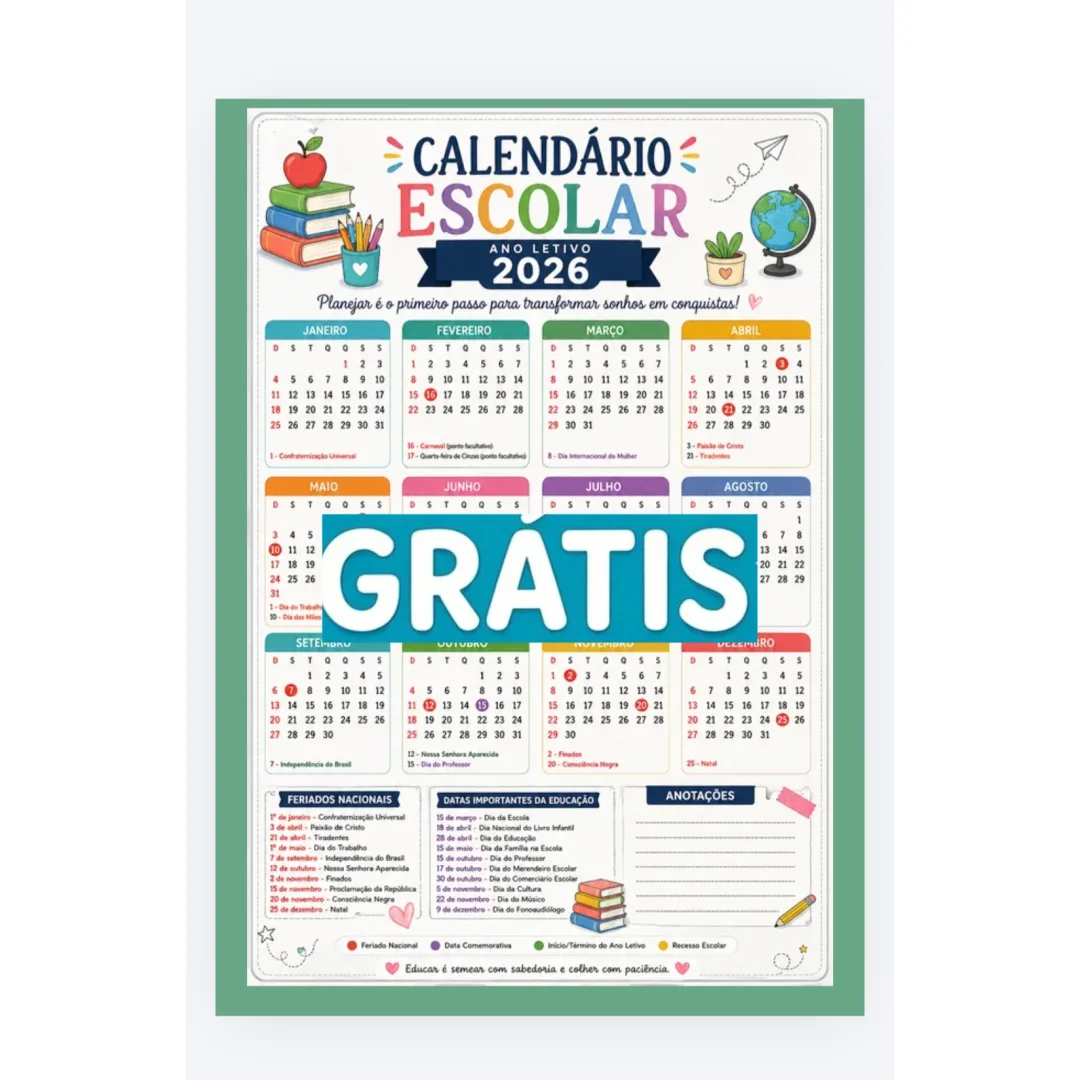 Calendário Escolar 2026 - PDF Gratuito