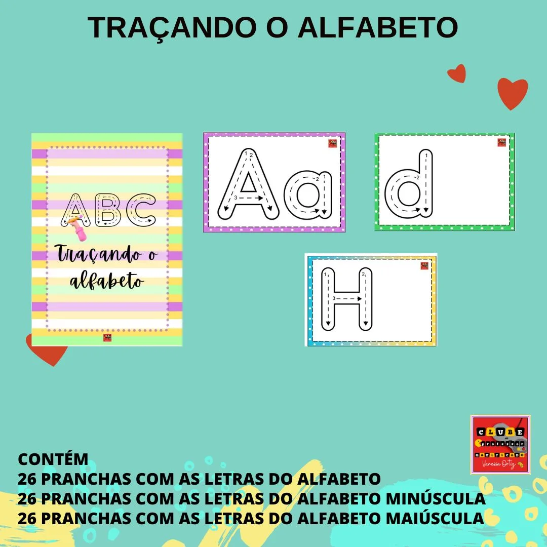 CARDS TRAÇANDO O ALFABETO