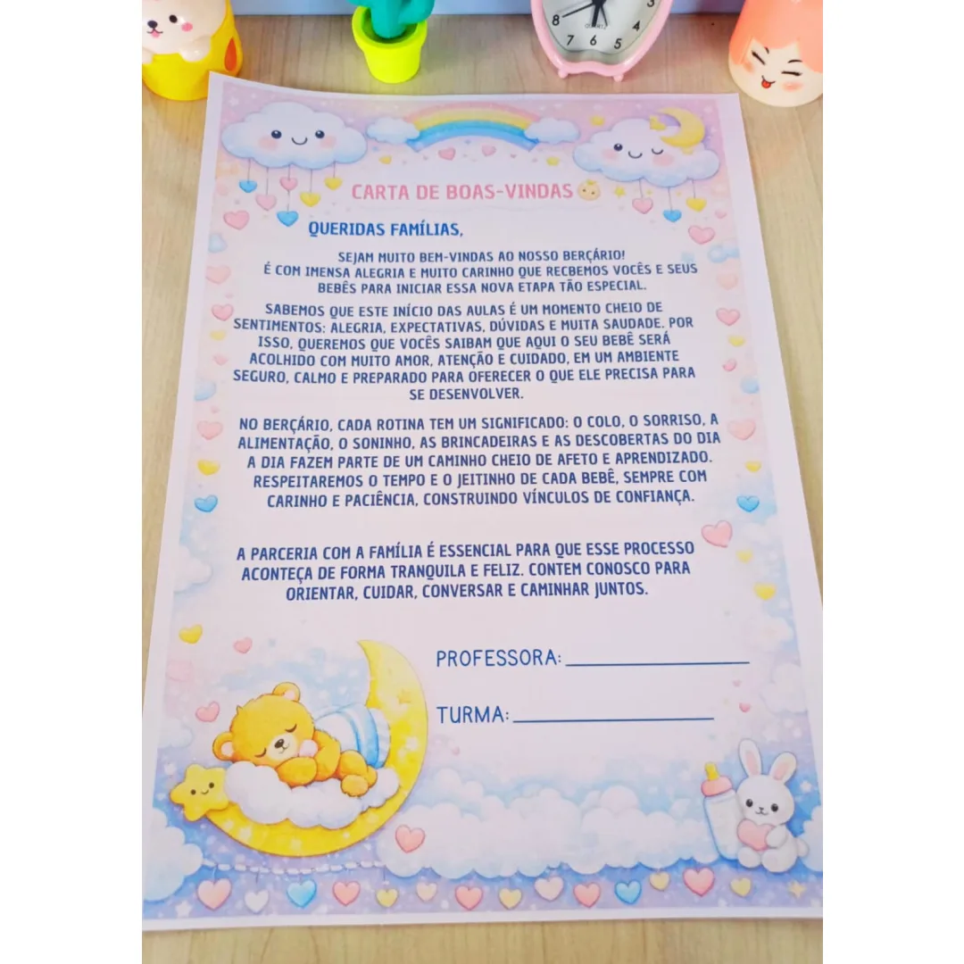 CARTA DE BOAS-VINDAS ÀS FAMÍLIAS PARA BERÇÁRIO