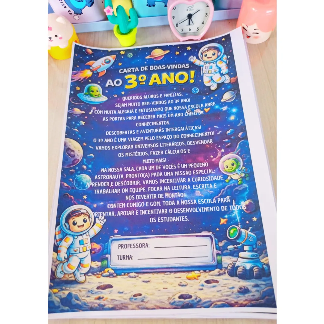 CARTA DE BOAS-VINDAS ÀS FAMÍLIAS PARA O 3º ANO