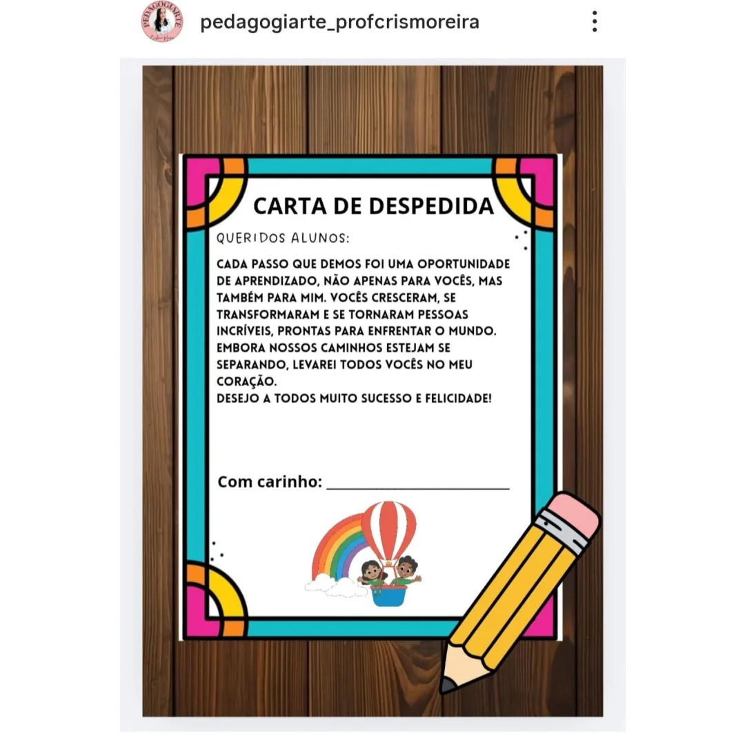 Carta de despedida PDF Ed infantil e fundamental 