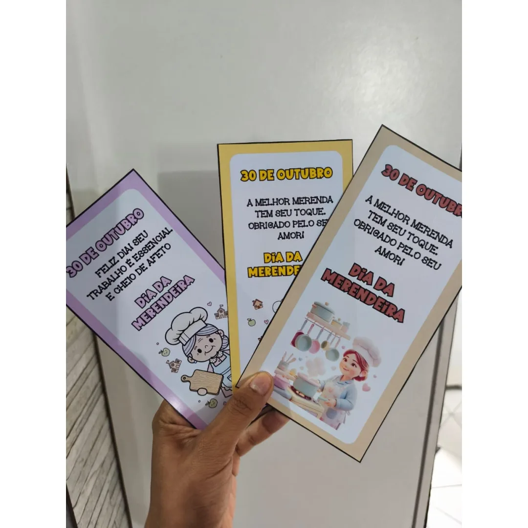 Cartão de Homenagem às Merendeiras - 3 Modelos PDF Ed. Infantil