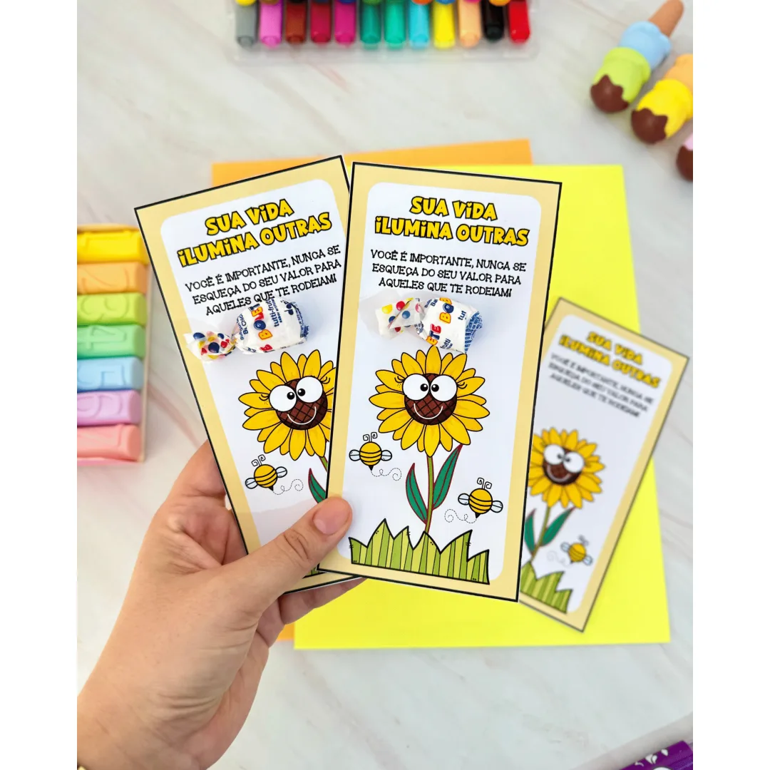 Cartão Lembrancinha Setembro Amarelo: Sua Vida Ilumina Outras