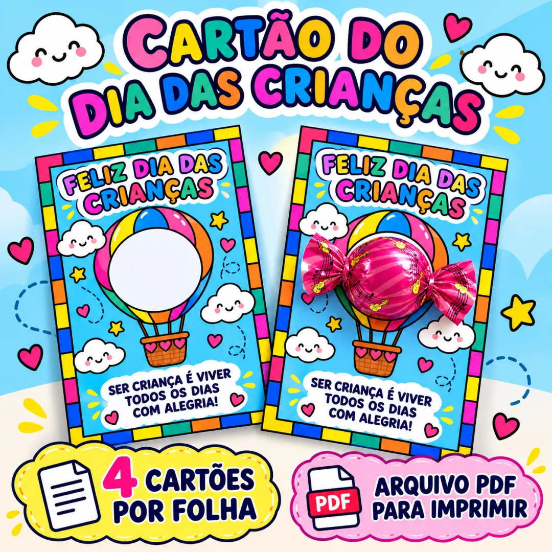 Cartão para Bombom – Dia das Crianças