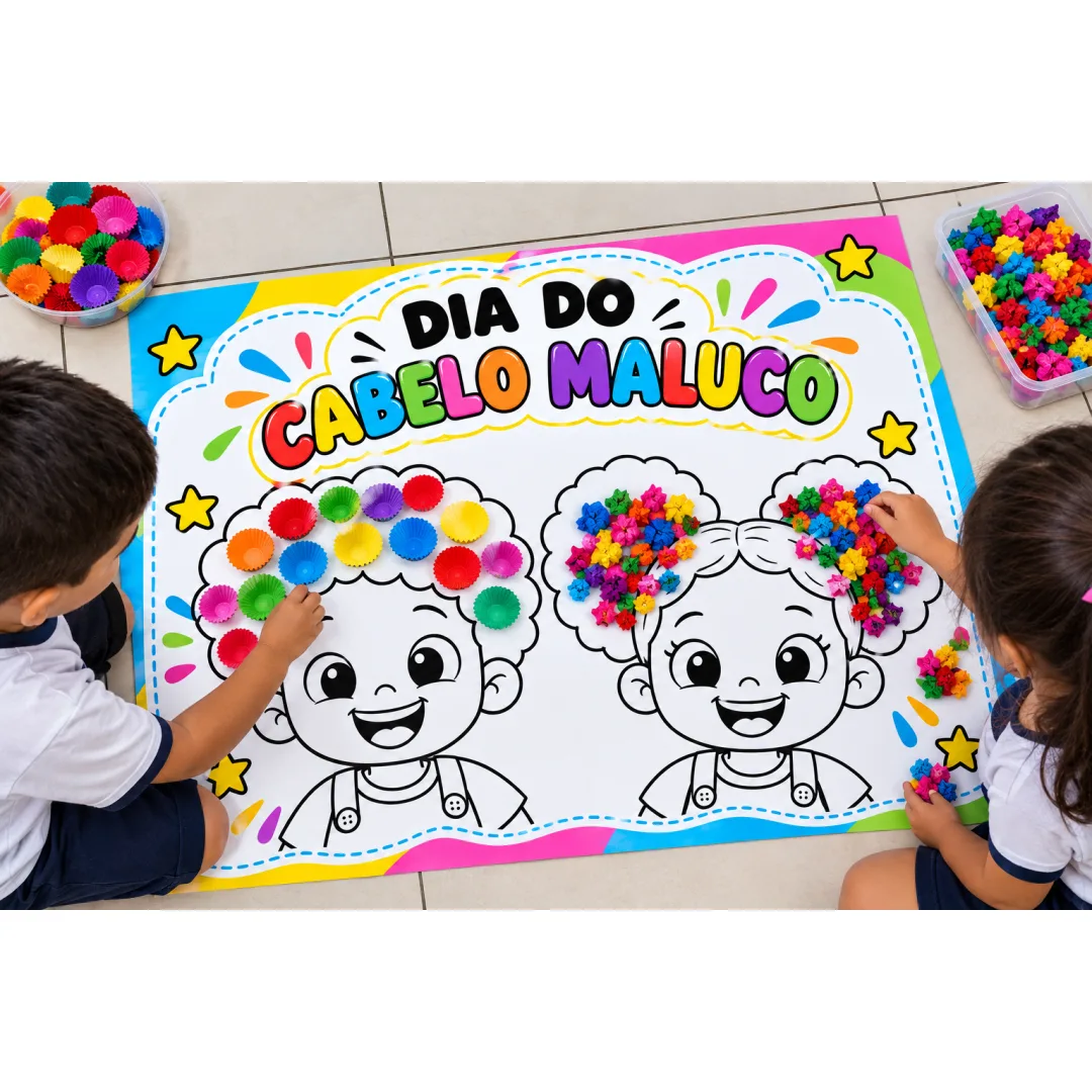 Cartaz Colaborativo - Cabelo Maluco - Educação Infantil - PDF 10 Páginas