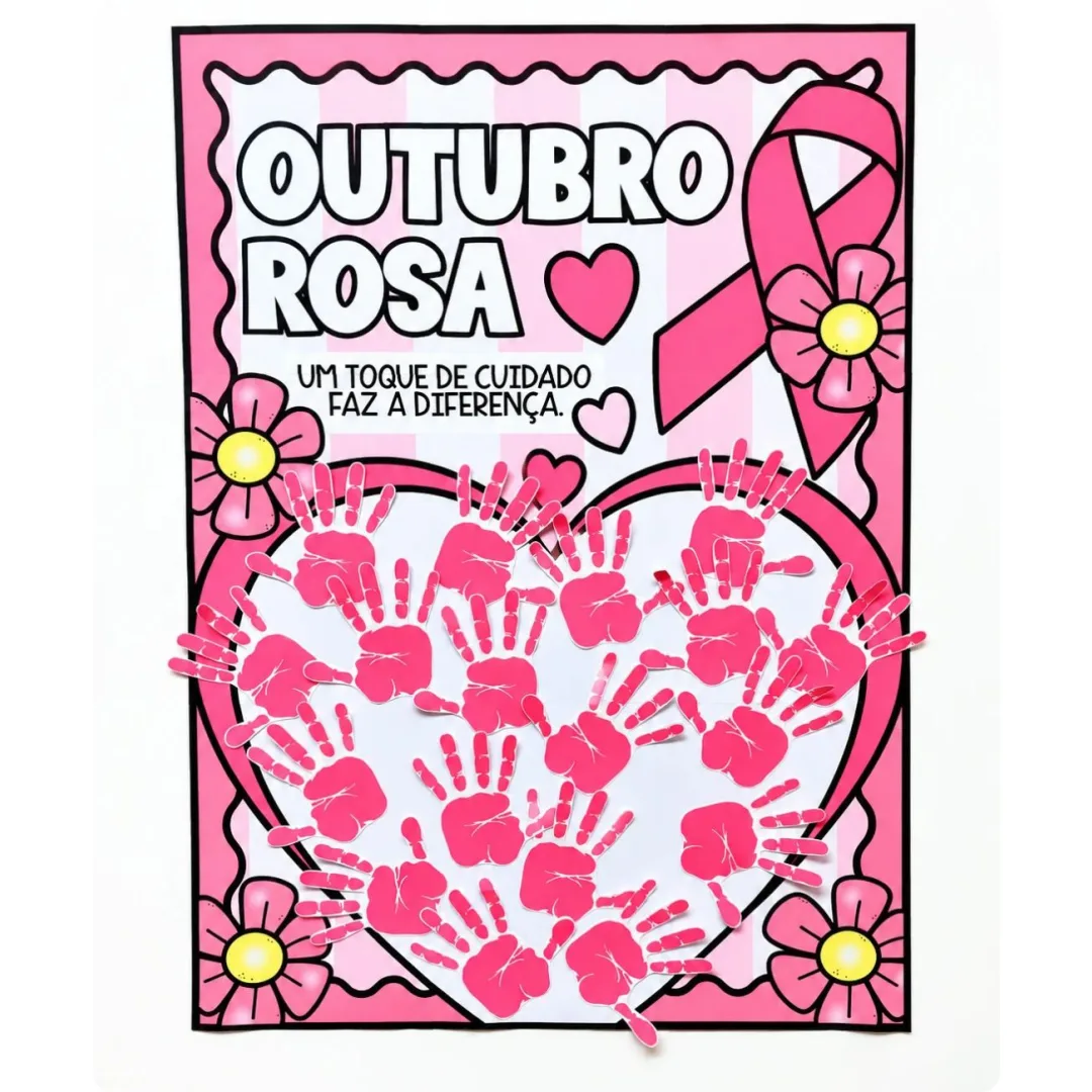 Cartaz Colaborativo Outubro Rosa - Educação Infantil - PDF