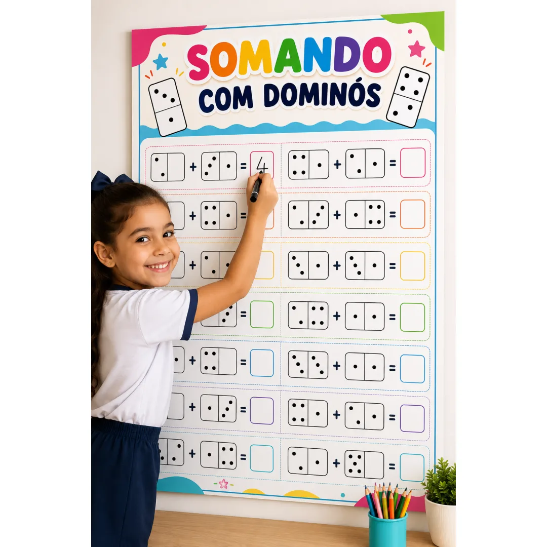 Cartaz Somando com Dominós