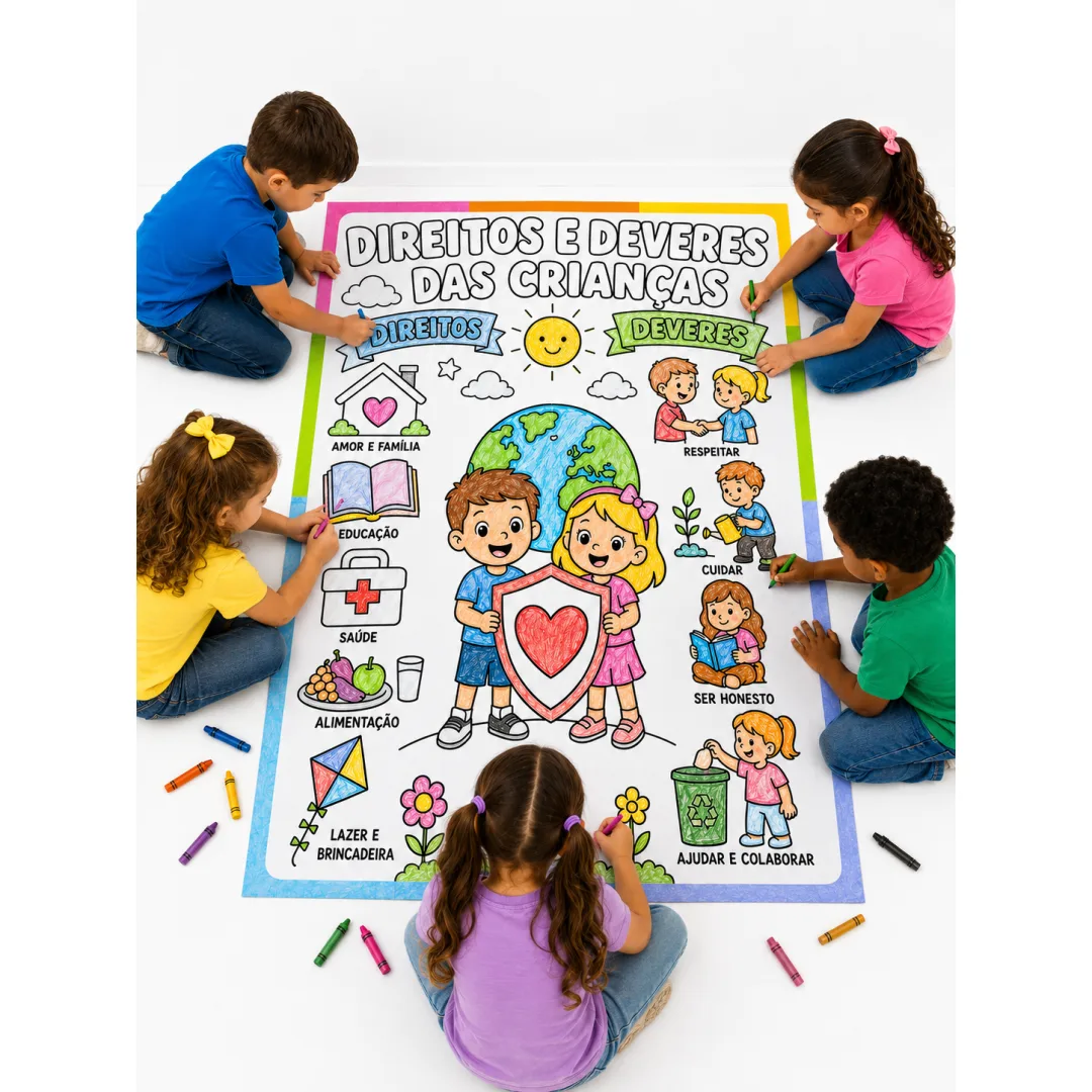 Cartaz de Direitos e Deveres para Educação Infantil e Ensino Fundamental