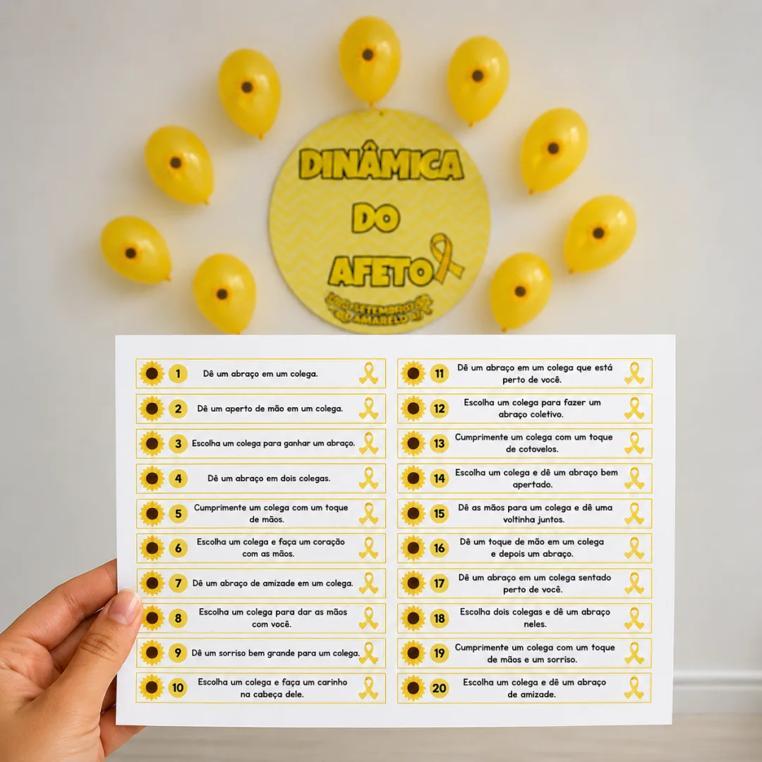 Cartaz Dinâmica do Afeto setembro amarelo - PDF com 9 folhas