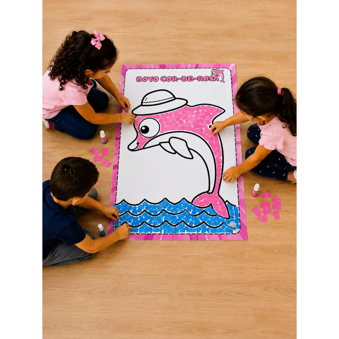 Cartaz interativo Boto cor de rosa 