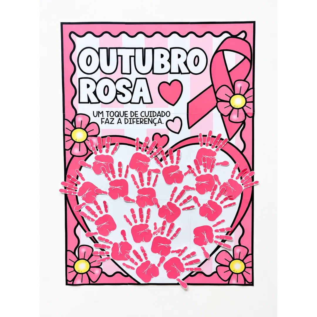 Cartaz Outubro Rosa para Montar e Decorar a Escola