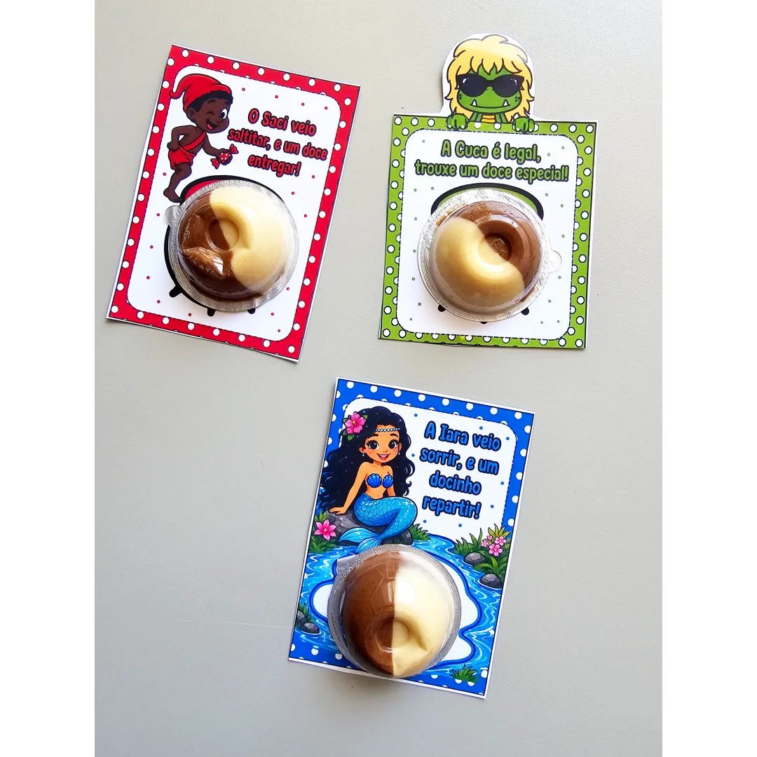 Cartões Lembrancinha de Doce Folclore Brasileiro (Saci, Cuca e Iara)