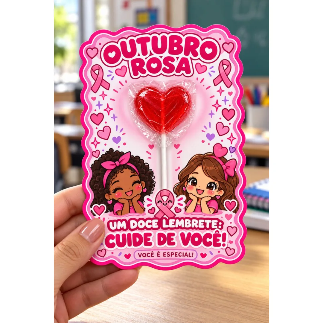 CARTÕES OUTUBRO ROSA 💗🎀 UM DOCE LEMBRETE DE QUE CUIDAR DE SI É UM ATO DE AMOR! ✨ CARTÕES COM CORES VIVAS, ILUSTRAÇÕES 
