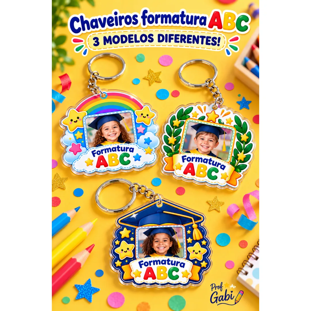 Chaveiros Abc Fotos Editáveis em Pdf