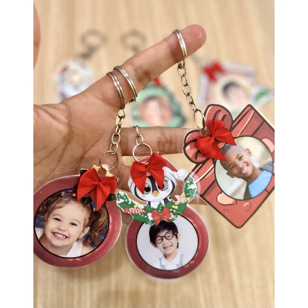 Chaveiros de Natal com Foto — 6 Modelos de Lembrancinhas em PDF