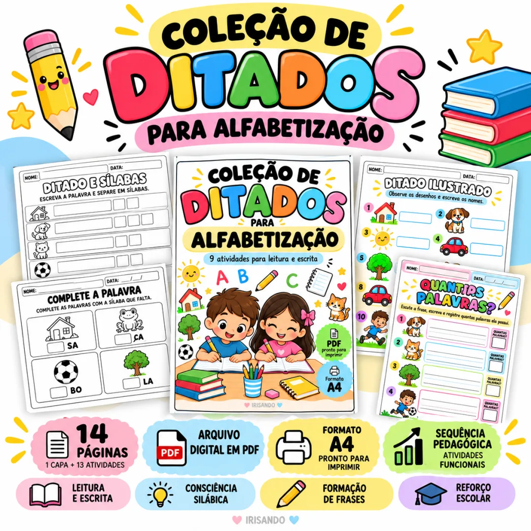 COLEÇÃO DE DITADOS PARA ALFABETIZAÇÃO ✏️📚- PDF