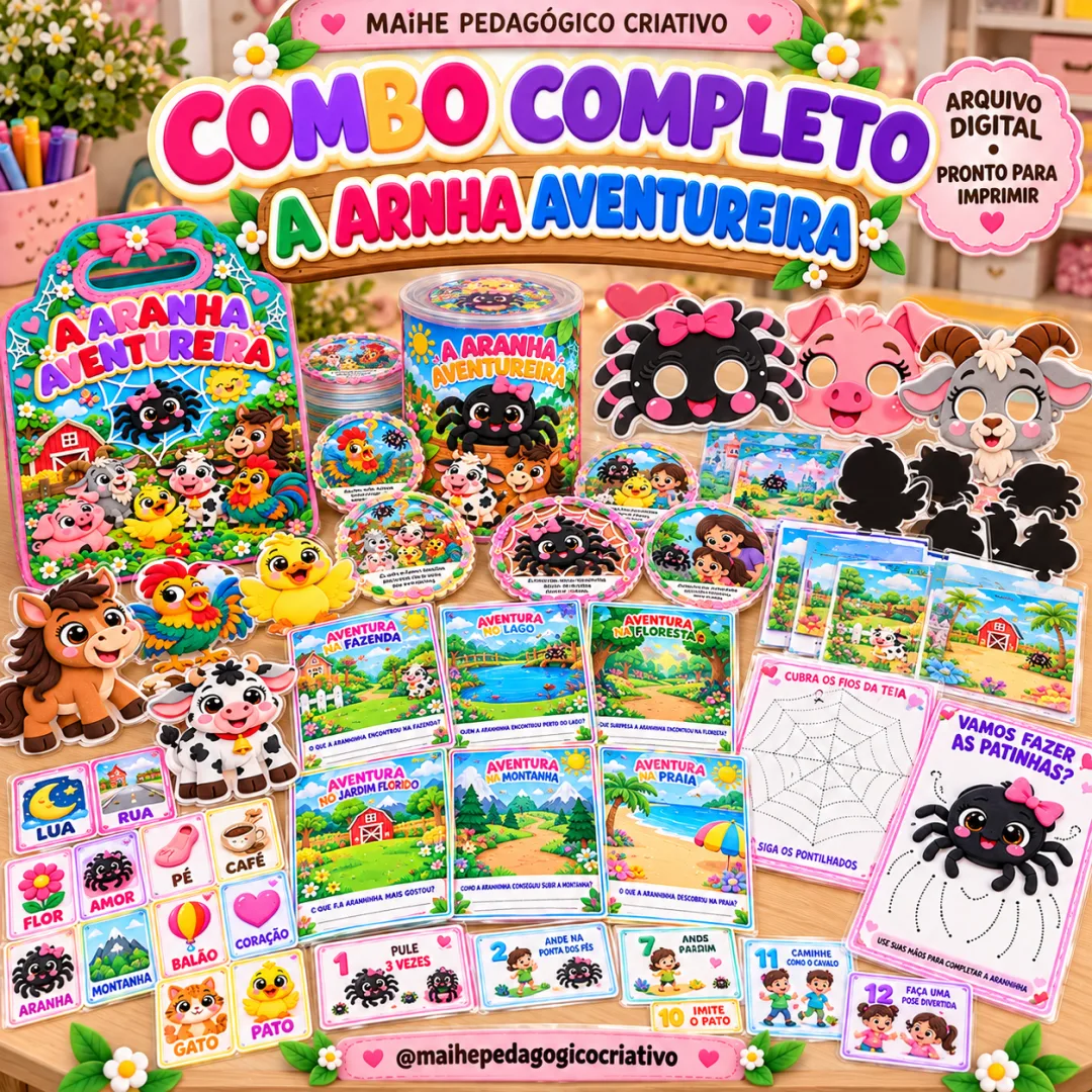 Combo Completo A Aranha Aventureira - Educação Infantil - Arquivo Digital