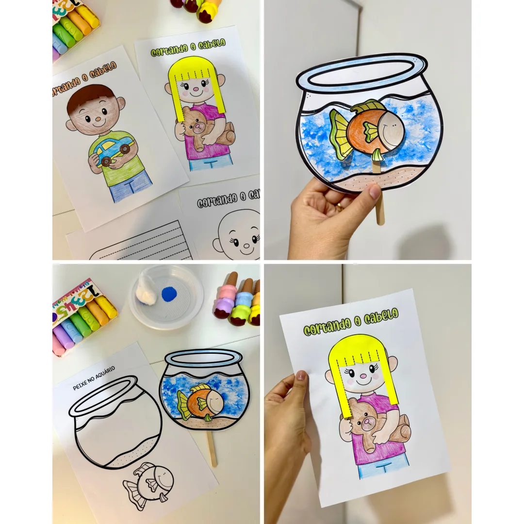 🧠 Combo Coordenação Motora – Recorte, Colagem e Pintura 🎨✂️