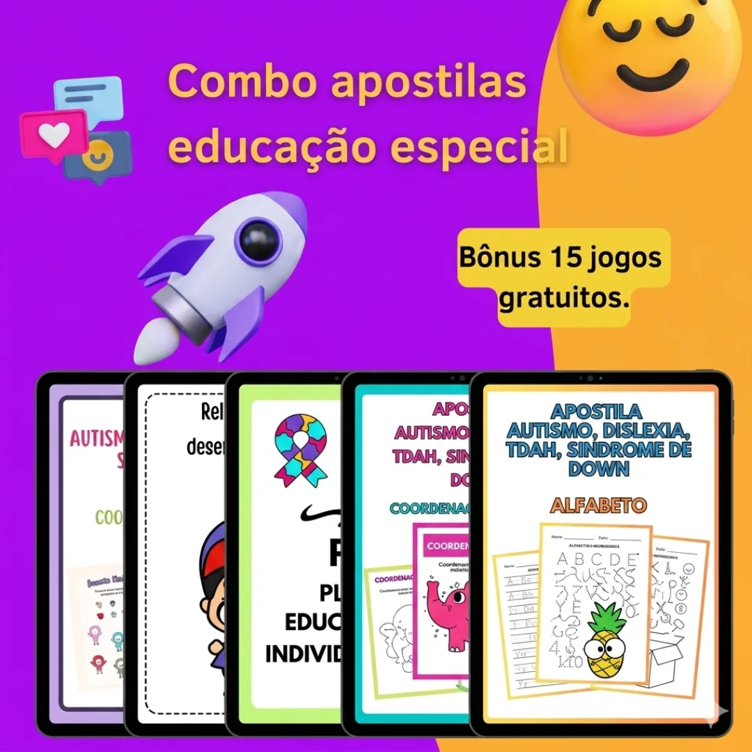 COMBO DE APOSTILAS EDUCAÇÃO INCLUSIVA / AEE - KIT EDUCAÇÃO ESPECIAL