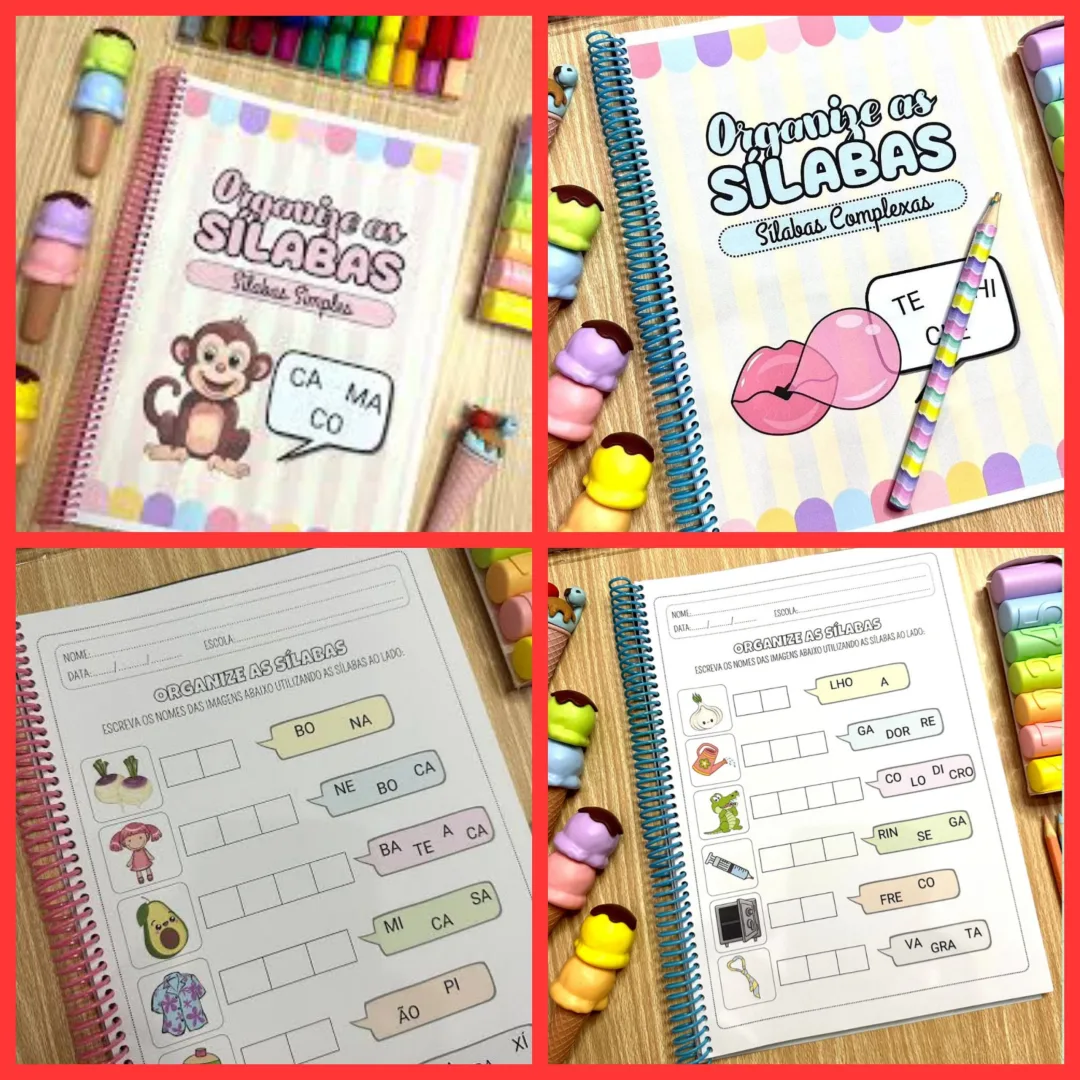 COMBO DE APOSTILAS  ORGANIZE AS SÍLABAS SIMPLES E COMPLEXAS
