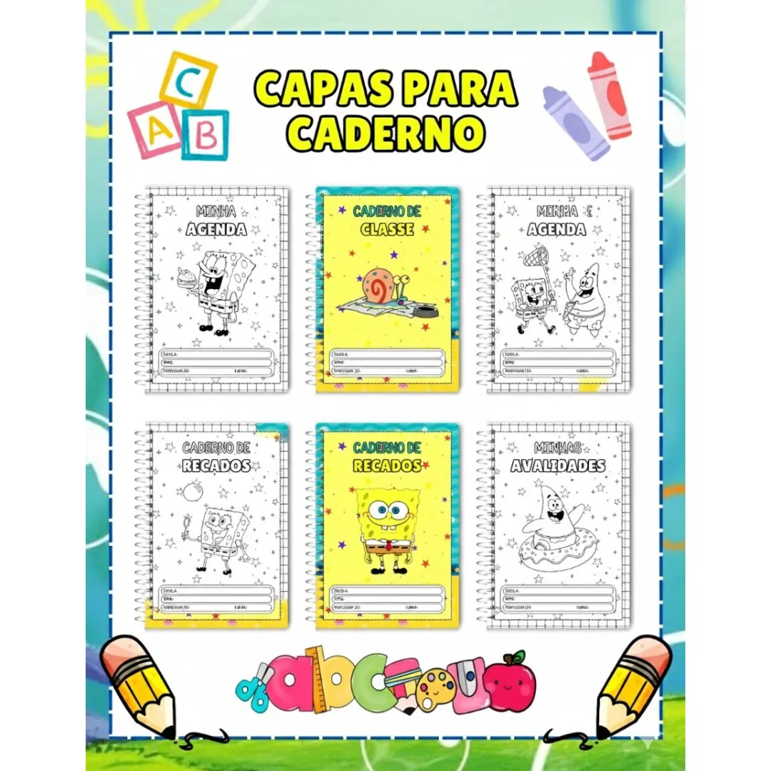 COMBO DE CAPAS PARA CADERNO: BOB SPONJA